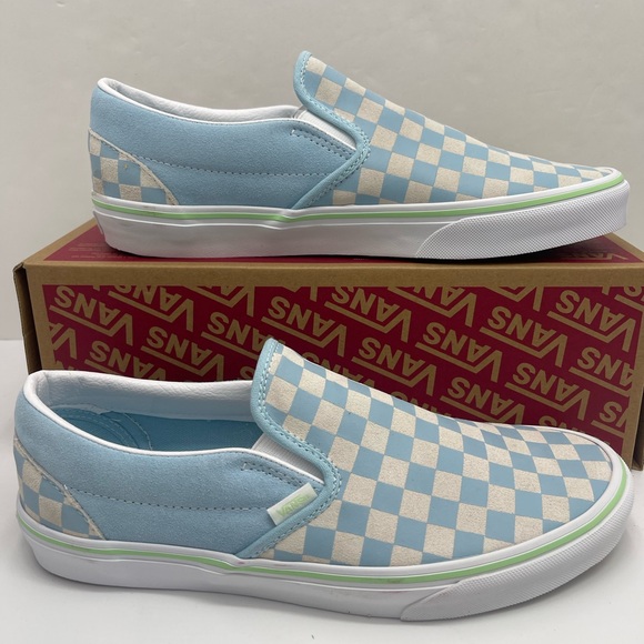 Vans Men’s Classic Slip-OnCheckerboard Crystal Blue Sneakers VN000D6YCAU